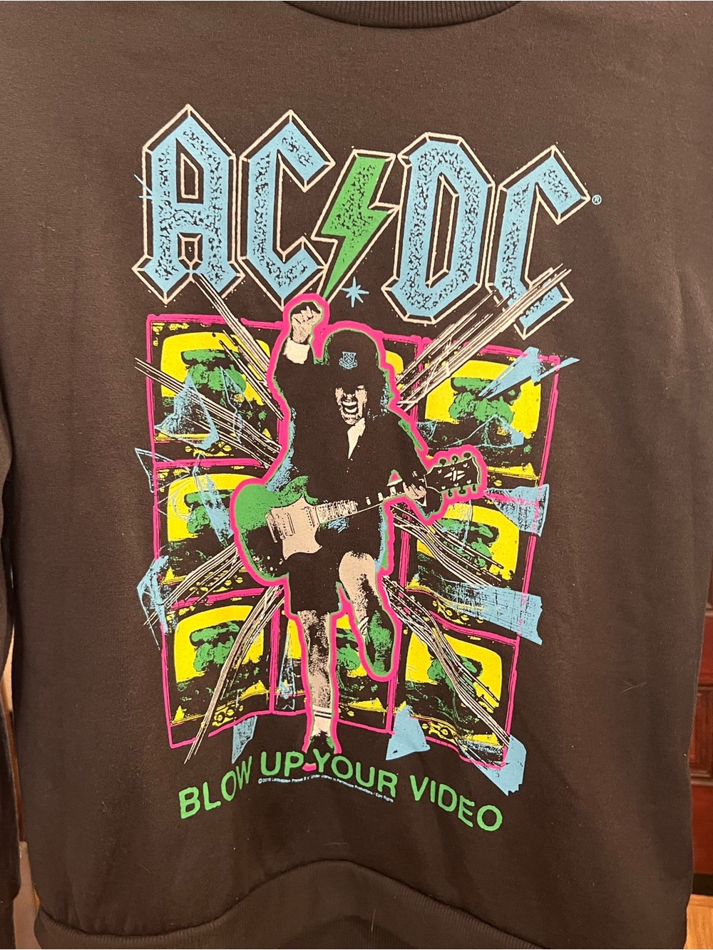 AC/DC Black Logo Tag Tee with White Label Print
